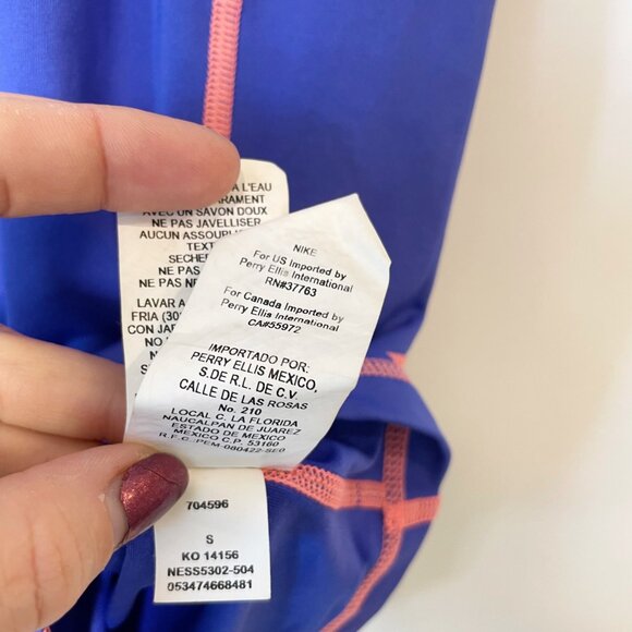 Nike Blue Short Sleeve Full Zip Hydro Rash Guard Top S Women’s Activewear - Picture 8 of 10